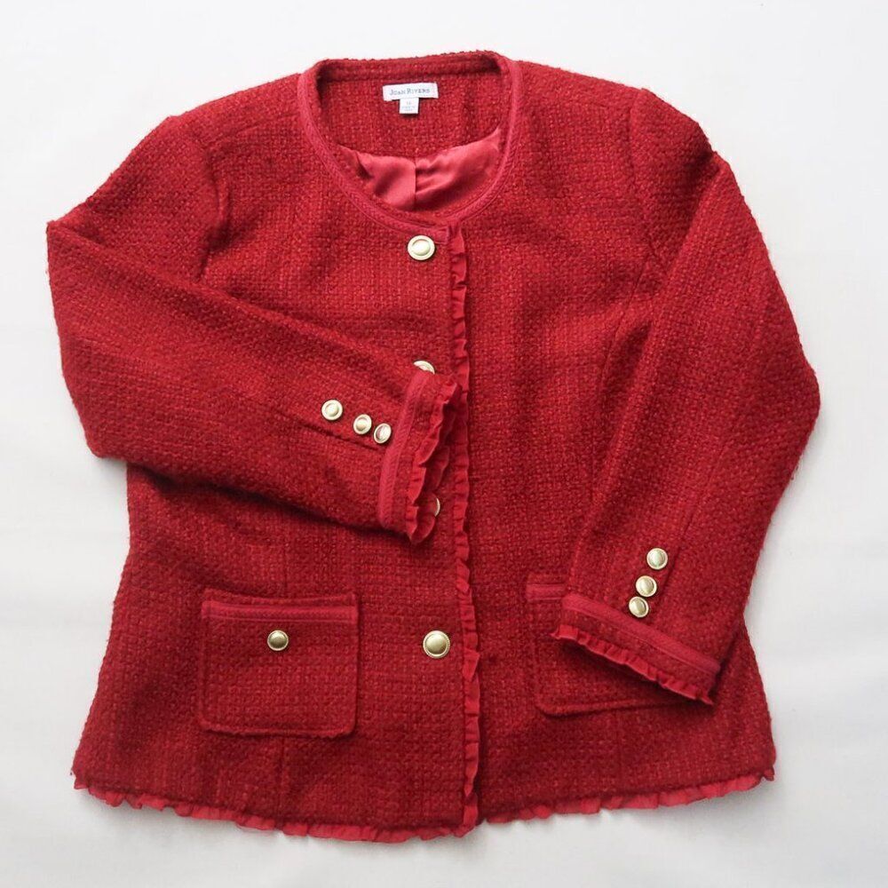 Joan Rivers Red Chanelesque Jacket Size 14